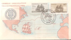 FDC 1983 - Edición conjunta con Alemania - Inmigración alemana a los Estados Unidos - Imagen 1 de 1