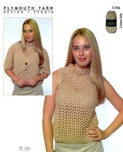 Crochet Shell & Cardigan Set - Plymouth CROCHET PATTERN C156 - Women 35"-55" - Picture 1 of 2