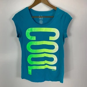 Justice Tee Shirt Short Sleeve Blue Cool Textured Graphics Girls Size 18 - Picture 1 of 7