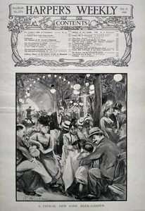 1900 New York City Beer Hall Art Breweriana Beer Garden Magazine Print - Picture 1 of 3