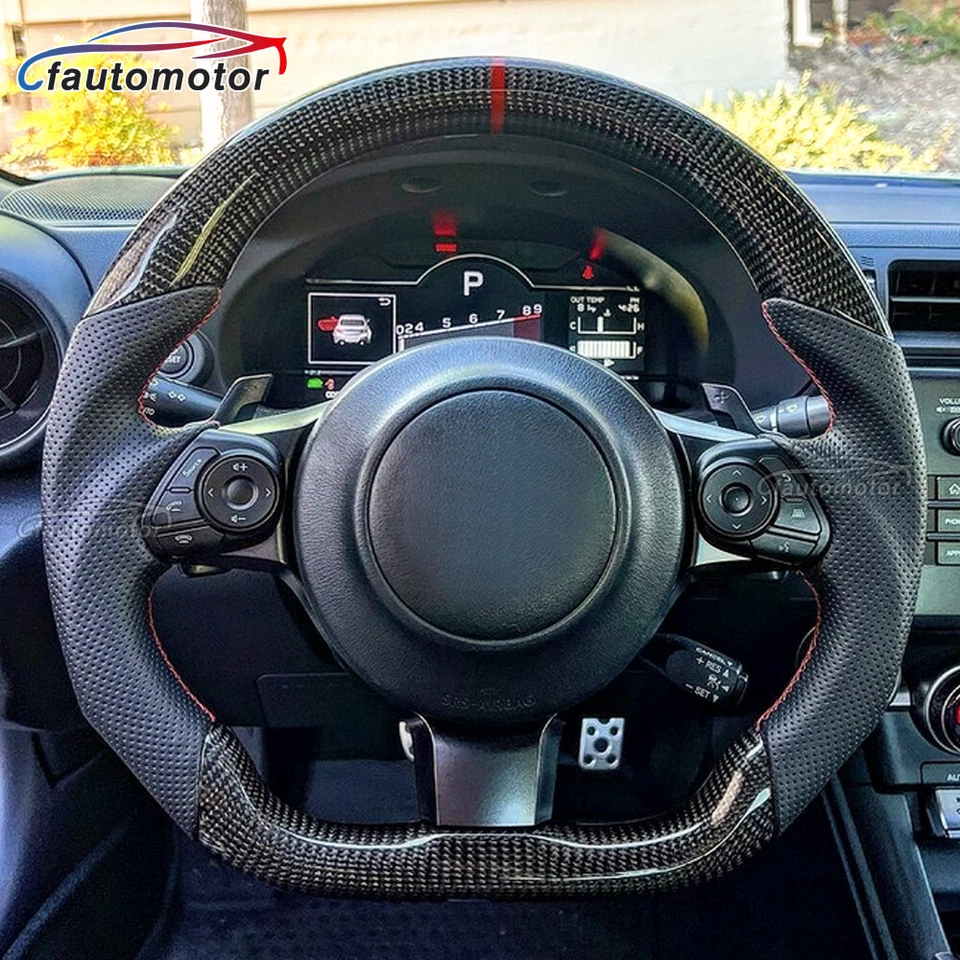 Volante perforado de fibra de carbono apto para Toyota 86 Subaru BRZ Scion FR-S 2016+ Foto 1 de 4