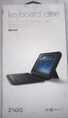 New w/out box ZAGG Ultra-thin Keys Folio Case Keyboard for LG GPAD 8.3 - Black - Image 1 of 2