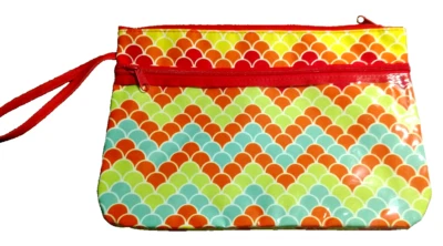 Make Up Toiletry Case Bag Zippered Yellow Orange Sage Green Red White New - Image 1 of 4