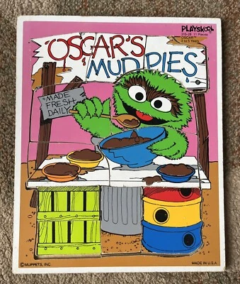 De colección Oscar's Mud Pies Playskool Madera 11 Piezas Puzzle Plaza Sésamo # 315-28 Muppet Foto 1 de 4