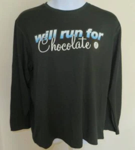 CAMISETA Will Run For CHOCOLATE Verde L/S Adulto Talla 2XL Top Pullover Maratón Carrera - Imagen 1 de 3