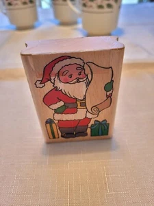  Weihnachten Holz Stempel Urlaub Santa Checking 🎅 Weihnachtsliste 3" hoch  - Bild 1 von 3