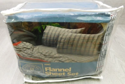 Windsor Browne фланелевый комплект простыней черный красный клетчатый хлопок 4 предмета королевский роскошный - Изображение 1 из 4