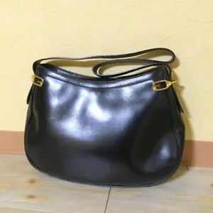 Gucci Black Leather Shoulder Bag Rare Vintage Women's Authentic - Picture 1 of 8