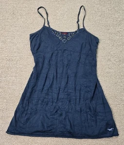 Hollister Tank Top M Blue Camisole Babydoll Y2K Vintage Logo Lace Beaded - Picture 1 of 19