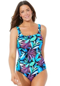 Swimsuits for All Women's Chlorine Resistant Crossback One Piece Swimsuit (Plus - Picture 1 of 7