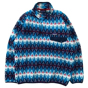 Patagonia Synchilla Snap-T Fleece Pullover Patterned Blue M 2016 F/S - Picture 1 of 12