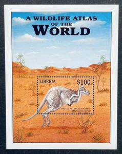 LIBERIA WILDLIFE ATLAS OF THE WORLD STAMPS SS 2003 mnh WALLABY WILD ANIMALS - Picture 1 of 1