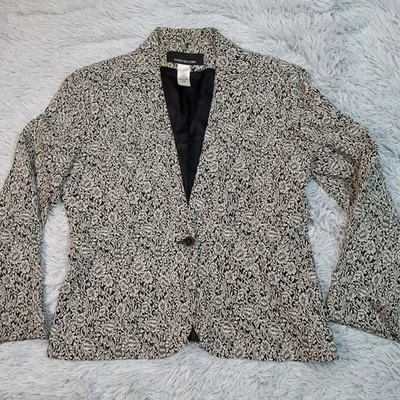 Chaqueta vintage Jones New York para mujer 6 negra floral blazer abotonada cómoda Foto 1 de 4