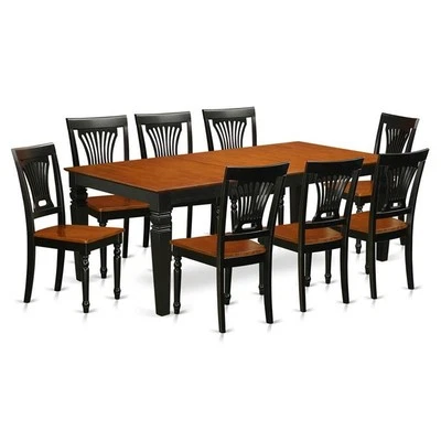 East West Furniture Logan 9-piece Wood Dining Set in Black/Cherry - Image 1 of 4