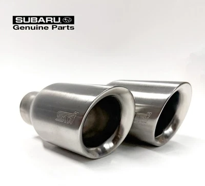 Puntas de escape originales Subaru WRX STI OEM (JUEGO DE 2) doble pared acero inoxidable cepillado Foto 1 de 4