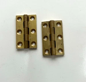 PAIR OF SOLID BRASS BOX, CADDY DOOR HINGES FOR RESTORATION - Picture 1 of 4