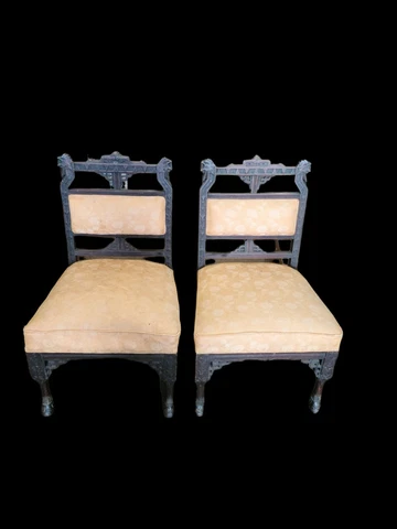 Pair Antique Carved  Baroque Roccoco Chairs  Toscano Cover