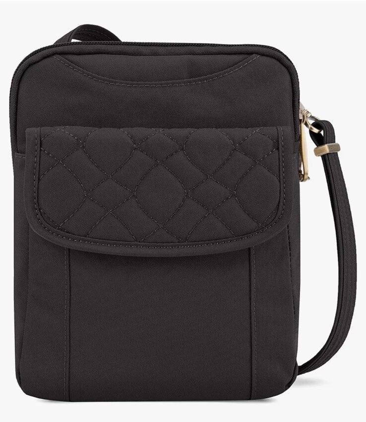 Travelon Anti-theft Signature Quilted Slim Pouch Bag Black