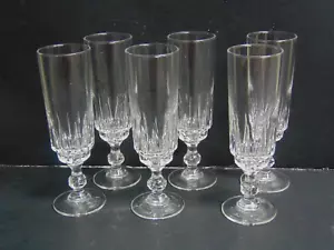 Set of 6 - 6.5" Champagne Flutes Stemmed - France Luminarc Clear Glass - Picture 1 of 4