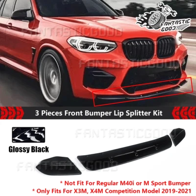 Kit de labios de parachoques delantero estilo ST negro para BMW F97 F98 X3M X4M Competition 2019-21 Foto 1 de 4