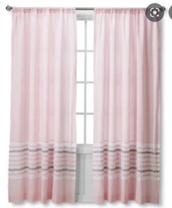 2 Sheringham Road Charlotte Pink Gray Ruffles Curtain Panels Pair Target - Picture 1 of 4