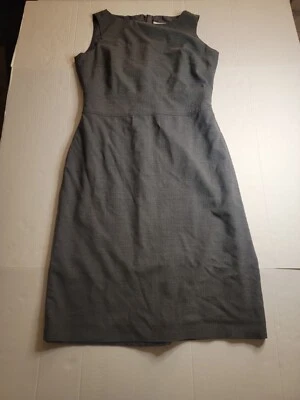 Bloomingdales 复古女式连衣裙 10 码灰色羊毛混纺弹力经典 S — 第 1/4 张图片