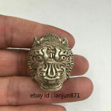 China Old Antique Tibetan Silver Handmade Lucky Tiger 19mm Ring