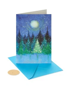 Papyrus Christmas Greeting Cards Boxed Holiday Tree Under Moon 5"x7" 14-Count - Picture 1 of 7