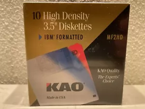 KAO 3.5” Floppy Disk MF2HD IBM Formatted 10 pack New Sealed BIN A - Picture 1 of 2