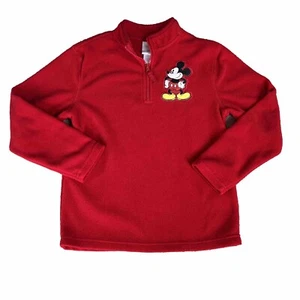 Disney Store Mickey Mouse Fleece Pullover Red 1/4 Zip Sweatshirt Kid's Size 9/10 - Picture 1 of 6