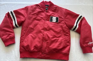 Chaqueta de bombardero The Hundreds cierre a presión para hombre talla pequeña *rojo satinado. - Imagen 1 de 17