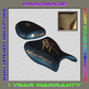 Custom(Black+Gold Chrome) Seat Cover Suzuki GSX1300R Hayabusa 2008-2020 (2Gen) - Picture 1 of 12