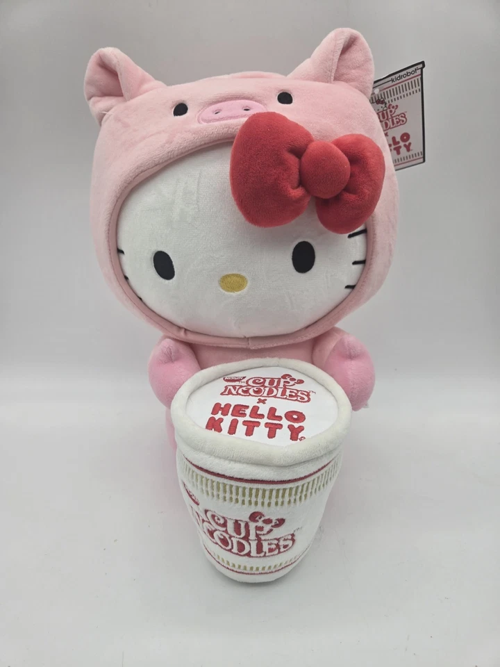 Kidrobot Hello Kitty With Nissin Cup of Noodles in Pig Costume 16" Plush