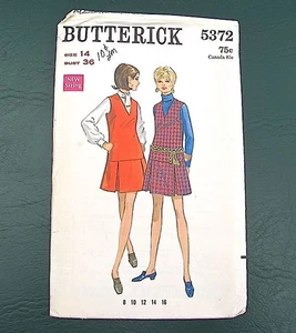 60s Mini Dress Sewing Pattern Jumper Butterick 5372 Womens Size 14 Uncut - Picture 1 of 4