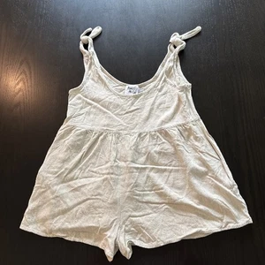 Princess Polly Cream Romper US 4 Tie Strap Linen Blend Casual Playsuit - Picture 1 of 16