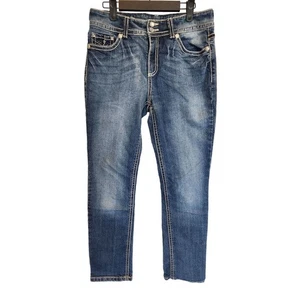 Code Bleu Womens Sz 8 Skinny Jeans High Waist Medium Wash Embellished - Picture 1 of 5