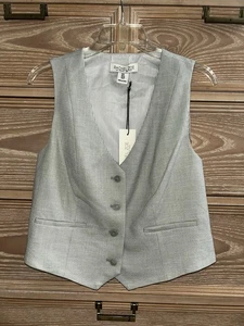 NWT Rachel Zoe 4 Button Vest Heather Sage Green Size 8 New - Picture 1 of 4