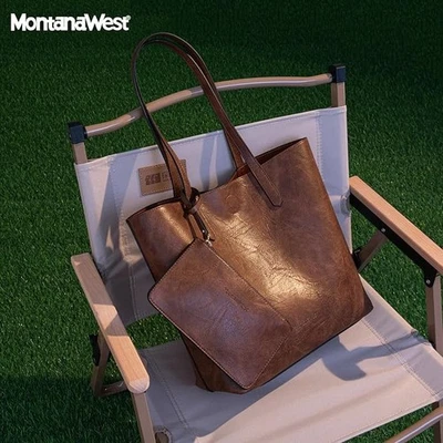¡NUEVO SIN ETIQUETAS! Montana West Bolso de Hombro de Cuero Sintético Cartera con Bolsa de Bonificación a Juego Foto 1 de 4