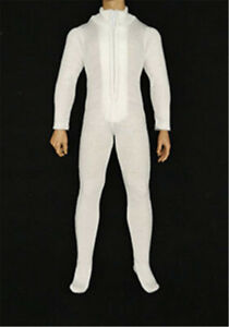 1/6 White Zipper Bodysuit Tights Clothes Fit 12in Male PH TBL Action Figure Body