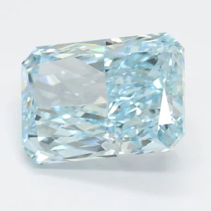 3.50 CT Blue Radiant Cut Lab Grown Diamond For Engagement Ring - IGI Certified - Picture 1 of 4
