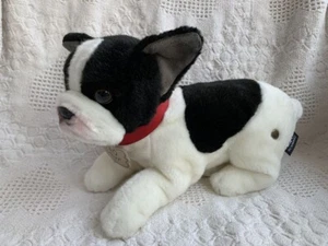 FAO Schwarz French Bulldog Puppy Dog Plush Toy Black & White 11.5 Inch EUC - Picture 1 of 3