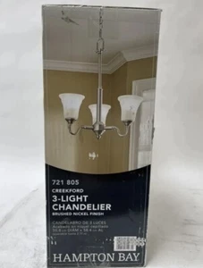 Commercial Electric 3-Light Brushed Nickel Chandelier w/ Frosted Glass Shades - Picture 1 of 4