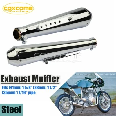 2Pcs Universal Motorbike Exhaust Silencer Reverse Cone Shorty Megaphone Muffler - Image 1 of 4