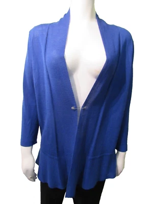 Cardigã Verve Ami Frente Aberta Azul Ibiza Manga 3/4 Algodão Viscose M Novo com etiquetas $58 - Imagem 1 de 4