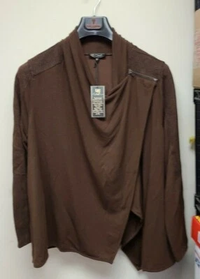 Chaqueta fácil DG2 by Diane Gilman XL para mujer tejida cortina frontal espresso cocodrilo Foto 1 de 3