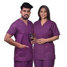 UNISEX POLYESTER COTTON V-NECK MEDICAL SCRUB SUIT TOP & BOTTOM, IDEAL FOR DOCTOR