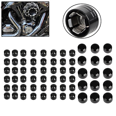 63pcs Black Engine Bolt Cover Topper Caps For Harley Fat Boy FLSTF Softail 00-06 - Image 1 of 4