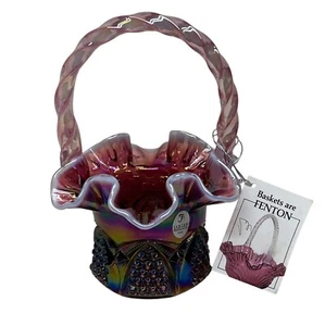 Lynn Fenton Plum Opalescent Button & Arch Basket 1997 USA - Picture 1 of 9