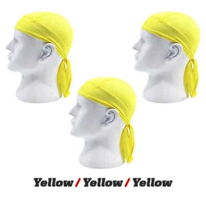 3 Pack Skull Cap Motorcycle Head Wrap Tie Durag Du-rag Quick-drying Cycling Hat - Picture 1 of 78