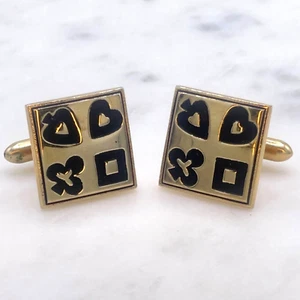 Gemelos Swank Tono Dorado Diamantes Corazones Picas Jugar Tarjetas Símbolos - Imagen 1 de 8